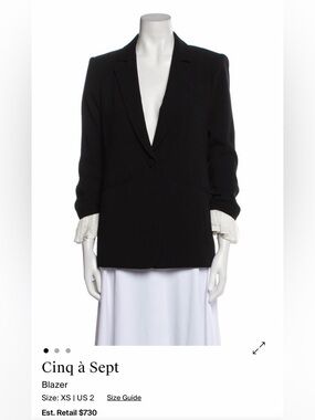 cinq a sept Black Single-Button Tailored Blazer with Ruffled Cuffs